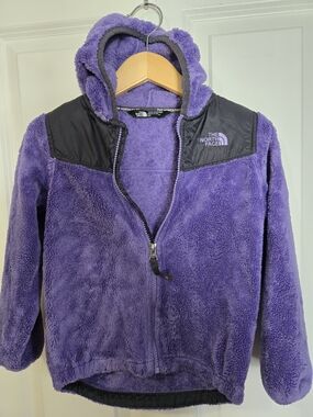 The North Face Purple Fuzzy High Pile Hooded Jacket, 5T